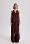 Nagmetah Back Windowed Burgundy Vest Trousers Suit - 2