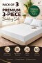 3-Piece Striped Fitted White Bed Sheet Set with 2 Pillowcases, Soft Breathable Bedding