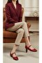 Shoe flat red genuine leather 41-42-43