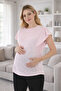 Pink Maternity Sleeve Ruffled Soft Fabric T-Shirt - 2