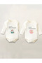 Mom and Dad Printed 2-Piece Cotton Long Sleeve Snap Fastener Baby Bodysuit Undershirt Jumpsuit