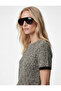 Metallic Yarn Detailed Shimmering Short Sleeve Crew Neck D Textured T-Shirt - 2