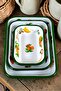 28-22-13 No. Enamel Square Plate Mezze Breakfast Camping Picnic - 6