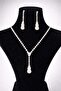 Women's Silver Color Model Waterway Zircon Stone Necklace Earring Set - 3