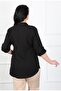 Women's Black Pocketed Soft Linen Large Size Shirt - 2