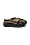 Copper Leather Wedge Slippers