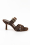 Genuine Leather Brown Heeled Women's Shoes Slipper - Rgn5100