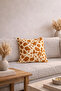 Savanna Giraffe Patterned Curl Woven Mustard Cushion Cover (43X43 cm) - Animal Print Modern