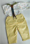 Baby Boys Printed Top and Yellow Suspender Pants Set - 3