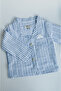 Baby Boys Blue Striped Formal Suit Set with Bow Tie - 6