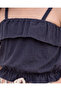 Girl's Strappy Cropped Black T-Shirt Striped Pants Top and Bottom Set - 6