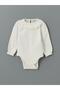 Ecru embroidered baby girl snap bodysuit