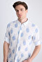 Ds Damat Slim Fit Blue Printed 100% Cotton Shirt - 4