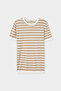 Ds Damat Slim Fit Beige Striped Rayon Knitwear T-Shirt