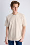 Ds Damat Regular Fit Beige Striped Cotton T-Shirt - 4