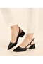 Mehtap Open Back Bow Detailed Classic Women's Heeled Shoes Black - 3