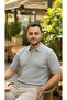 Sweat-Proof Polo Collar Gray Knitwear T-Shirt - 5