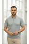 Sweat-Proof Polo Collar Gray Knitwear T-Shirt - 6