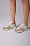 Vella Beige Women's Lace-Up Casual Sports Shoes Casual Non-Slip Comfortable Sole Gold Glitter Lightweight Sneaker - 7