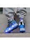 Kids Light Up Roller Shoes with Retractable Wheels, Rechargeable Flashing Skate Shoes for Boys, Blue - 2