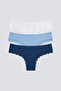Women's Triple Cotton Brazilian Panties 4376 Petrol-Light Blue-White Color