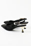 Leather Black Back-Strapped Short Heeled Women's Shoes - Kb5035 - 4