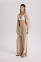 Nunzia Back Detailed Beige Oversize Shirt Trousers Set - 3