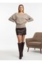 Women's Wide Neckline Sleeve Detail Premium Yarn Soft Textured Knit Sweater 12384.Crs - 2