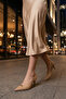 Women's Stiletto Pointed Toe Open Back Elasticated Short Thin Buckle Classic Heel Shoes Agira Beige - 4