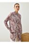 Shawl Patterned Wide Cut Tunic - Powder Patterned - - 5