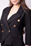 Women's Double-Breasted Pocket Flap Sleeves Slit Lightweight Stretch Fabric Fabric Short Jacket-Black - 6