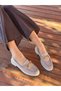 Beige Suede (Osse) Gold Spiral Buckle Detail Women's Loafers - 3