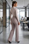 Women's Beige Wide Leg Fabric Trousers Arm-26K001053 - 2