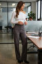 Women's Gray Wide Leg Fabric Trousers Arm-26K001053 - 3