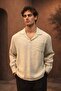 Sartre Apaş Yaka Tek Pocketed Slim m Modal Fabric O Oversized Long Sleeve Summer Shirt - Beige - 4