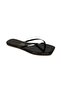 Women's Patent Leather Black Square Toe Flip-Flops Daily Stylish Slippers