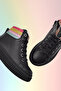 Angel Lace-Up and Zippered Leather Girls' Boots Black - 6