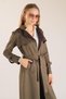 7275A Waist Tied Suede Trench Coat Khaki - 6