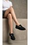 Women's Black Suede Buckled Closed Front Ballet Flats Shoes 1cm Byndzi̇nt01 - 5