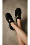 Women's Black Suede Buckled Closed Front Ballet Flats Shoes 1cm Byndzi̇nt01 - 4
