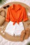 Women's Oversized Orange Cotton Pack Comfortable Linen Shirts – Summer Collection - 4