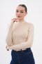 100% Viscose Beige Women's Bodysuit with Finger Detail – Long Sleeves |   Flexible and Soft Fabric - 2