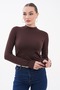 100% Viscose Brown Women's Bodysuit with Finger Detail – Long Sleeves |   Flexible and Soft Fabric - 4