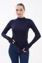 100% Viscose Dark Blue Women's Bodysuit with Finger Detail – Long Sleeves |   Flexible and Soft Fabric - 4