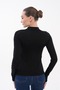 100% Viscos Black Finger Detailed Women's Bodysuit – Long Sleeve |   Flexible and Soft Fabric - 4