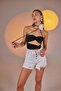 Ripped Detailed Lycra Distressed Jean Shorts White - 3