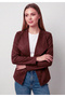 Women's Burgundy Color Suede Textured Blazer Jacket Casual and Daily Office Style - 5