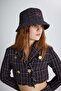 Bucket Tweed Hat with Tweed Fabric Logo Black - 3