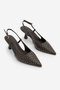 Women's Stiletto Pointed Toe Open Back Staple Detailed Classic Heeled Shoes Timon Brown - 6