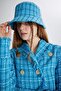 Bucket Tweed Hat with Tweed Fabric Logo Blue